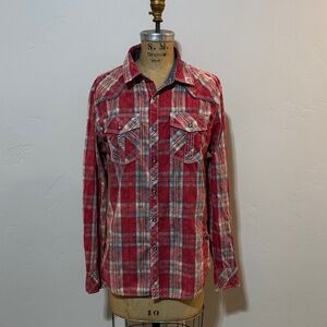 BKE Vintage Red Plaid Shirt